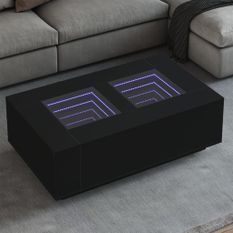 Table basse avec LED infini noir 116x69x40 cm