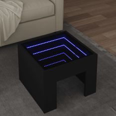 Table basse avec LED infini noir 40x40x30 cm