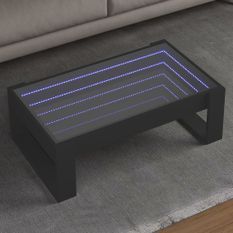 Table basse avec LED infini noir 90x53x30 cm