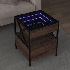 Table basse avec LED Infinity chêne marron 40x40x51 cm