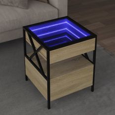 Table basse avec LED Infinity chêne sonoma 40x40x51 cm