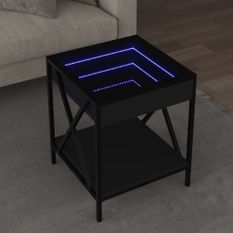 Table basse avec LED Infinity noir 40x40x49 cm