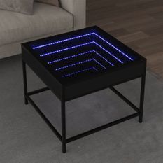 Table basse avec LED Infinity noir 50x50x41 cm