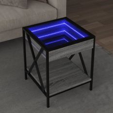 Table basse avec LED Infinity sonoma gris 40x40x49 cm