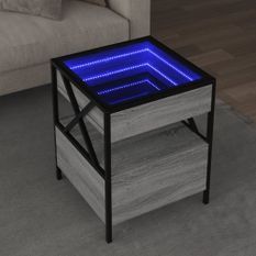 Table basse avec LED Infinity sonoma gris 40x40x51 cm