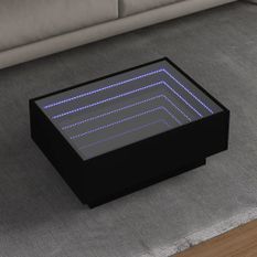 Table basse avec LED noir 70x50x30 cm bois d'ingénierie