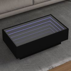 Table basse avec LED noir 90x50x30 cm bois d'ingénierie