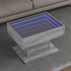 Table basse avec LED sonoma gris 70x50x45 cm bois d'ingénierie