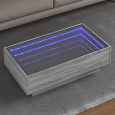 Table basse avec LED sonoma gris 90x50x30 cm bois d'ingénierie