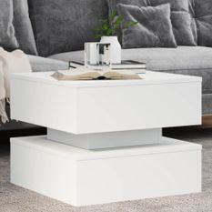 Table basse avec lumières LED blanc 50x50x40 cm