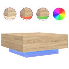 Table basse avec lumières LED chêne sonoma 80x80x31 cm