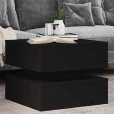 Table basse avec lumières LED noir 50x50x40 cm