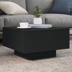 Table basse avec lumières LED noir 55x55x31 cm