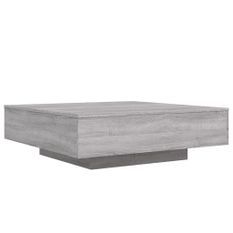 Table basse avec lumières LED sonoma gris 100x100x31 cm