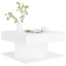 Table basse carrée Blanc 57x57x30 cm Konda