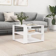 Table basse blanc 59,5x59,5x40 cm bois d'ingénierie