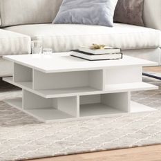 Table basse blanc 70x70x29 cm bois d'ingénierie