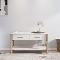 Table basse Blanc 82x48x45 cm Bois d'ingénierie