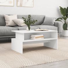 Table basse blanc 90x55x42,5 cm bois d'ingénierie