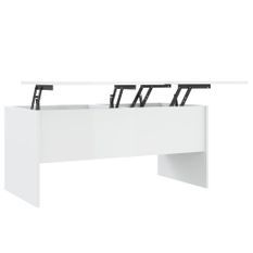 Table basse Blanc brillant 102x50,5x46,5 cm Bois d'ingénierie
