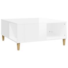 Table basse blanc brillant 80x80x36,5 cm bois d'ingénierie