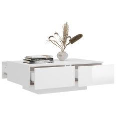 Table basse Blanc brillant 90x60x31 cm Leva