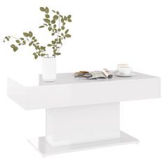 Table basse Blanc brillant 96x50x45 cm