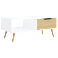 Table basse Blanc et chêne Sonoma 100x49,5x43 cm