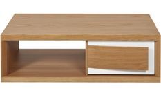 Table basse bois chêne clair et laqué blanc Yaga L 120 cm