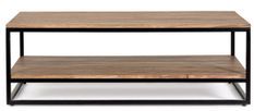 Table basse bois clair de Sheesham et acier noir Klazik 118 cm