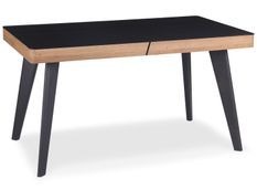 Table basse bois clair et verre noir Kida cm