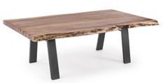 Table basse bois d'acacia et pieds acier gris Denia 115 cm