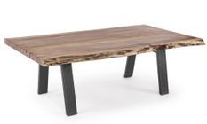 Table basse bois DENIA 115 cm - Bois massif d'acacia & pieds acier gris