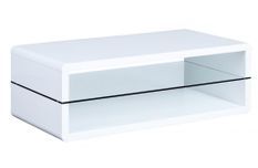 Table basse bois laqué blanc et verre Xona 120 cm