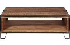 Table basse bois manguier marron et pieds métal noir Engal 125 cm