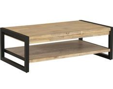 Table basse bois massif acacia et pieds acier noir Zayane 120 cm