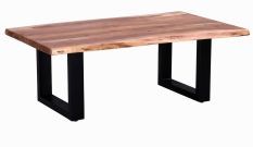 Table basse bois massif et pieds acier noir Kinoa 120 cm