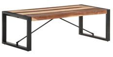 Table basse bois massif foncé et pieds métal noir Tesun 120 cm