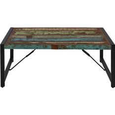 Table basse bois massif recyclé multicolore Limba 120 cm