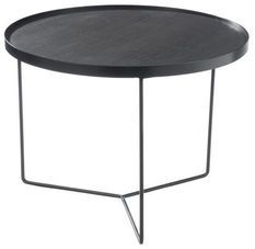 Table basse bois noir et pieds métal marron foncé Ocel D 60 cm
