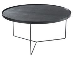 Table basse bois noir et pieds métal marron foncé Ocel D 81 cm