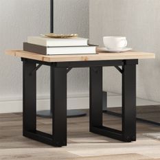 Table basse cadre en O 40x40x35 cm bois de pin massif et fonte