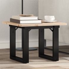 Table basse cadre en O 50x50x35 cm bois de pin massif et fonte