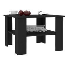 Table basse carrée 1 étagère bois noir Modra