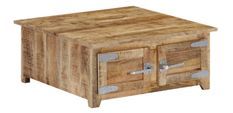 Table basse carrée 2 portes manguier massif clair Alpha