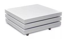 Table basse carrée 3 étagères bois blanc brillant Venti 80 cm