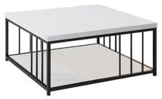 Table basse carrée bois blanc et métal noir Tonya 90 cm