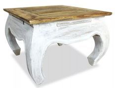 Table basse carrée bois de récupération clair et blanc Miness