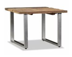 Table basse carrée bois de traverses recyclé et pieds métal gris Mousty