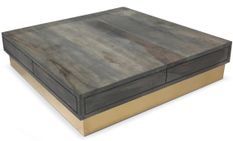 Table basse carrée bois foncé et métal doré Niu